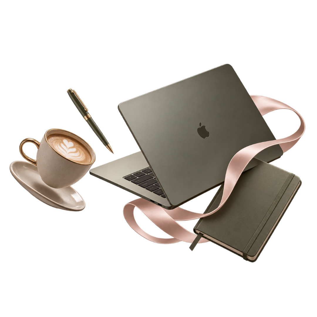 Workspace with laptop and coffee